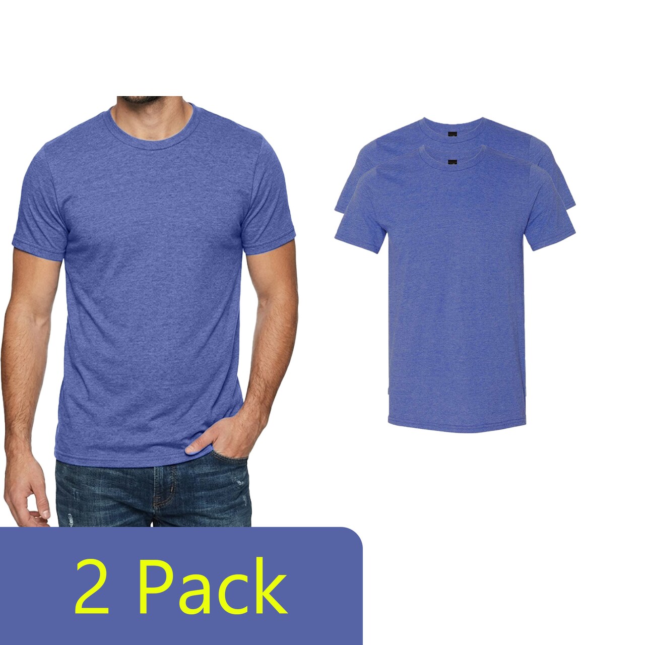 Gildan Unisex Softstyle Lightweight T-Shirt, Heather Blue Short Sleeve, Crewneck Screen Printing Tee